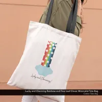 Lucky & Charming Rainbow 4-Leaf Clover Minimalist Tote Bag