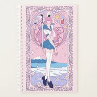 Japan Pink Anime Schoolgirl Art Nouveau English Planner