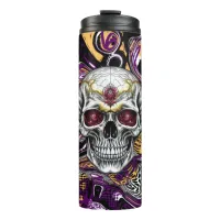 Purple and Black Sugar Skull Halloween  Thermal Tumbler