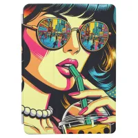 Pop Art Comic Book Pretty Woman Drinking Boba iPad Air Cover