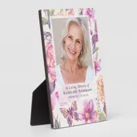 Floral Photo Funeral Memorial  Plaque