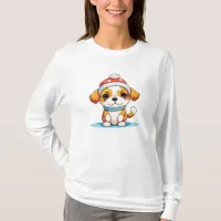 Cute Chibi Kawaii Cartoon Christmas Puppy Dog T-Shirt