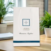 Modern Minimalist Blue Corporate Business Logo Medium Gift Bag