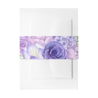 Ultra Violet Watercolor Floral Invitation Belly Band