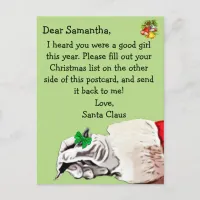 "Postcard from Santa Claus" for child Holiday Postcard