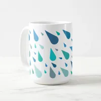 Rainy day pattern with blue raindrops coffee mug