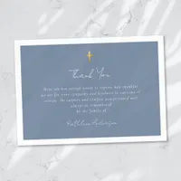 Simple Script Gold Cross Sympathy Funeral  Thank You Card