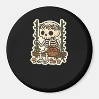 Cottagecore Skeleton With Flower Crown Magnet