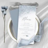 Floral Sparkles Wedding Menu2 Blue ID889