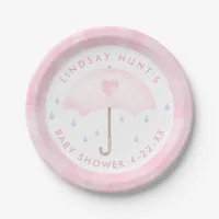 Pink Umbrella Baby Shower  Paper Plates