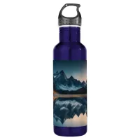 Tent, Mountains and Lake Camping Themed Art Stainless Steel Water Bottle