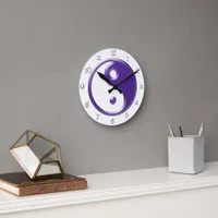 Purple Yin Yang Round Clock
