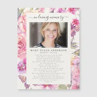 Floral Photo In Loving Memory Funeral Prayer Card