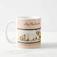 Tri-color Chihuahua Sunflower Watercolor Floral Coffee Mug