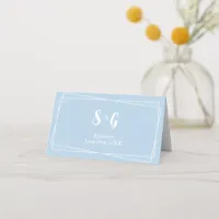 Light Blue Wedding Table Number Name Custom Place Card