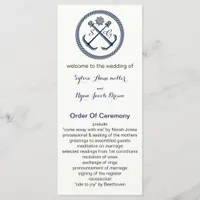 Anchor Monograms, Nautical wedding programs