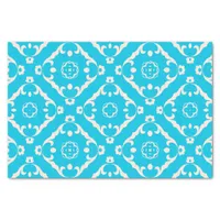 Vintage Baroque Cyan Blue and White Pattern Tissue Paper