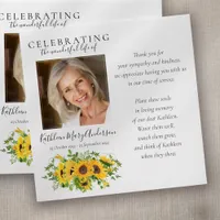 Sunflowers Seed Packet Memorial Funeral  Envelope