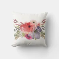 Elegant Pretty Watercolor Florals Mother's Day  Throw Pillow