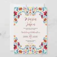 Mexican Floral Colorful Elegant Boda Wedding Invitation