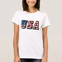 USA Flag Text T-Shirt