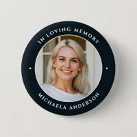 In Loving Memory Custom Text Photo Memorial Button