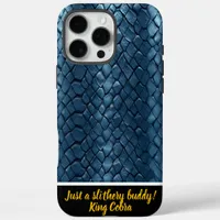 Blue-toned vibrant snake skin art iPhone 16 pro max case