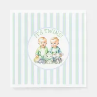 It's Twins! Cute boy twins Baby Shower Napkins