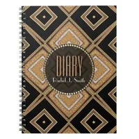 Art Deco Diamonds Black Gold Diary Notebook