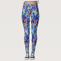 Contemporary Blue Abstract - Depth Illusion Leggings