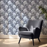 Dramatic Baroque Floral Steel Blue ID1050 Wallpaper