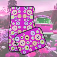 Happy faces in pastel - fun and cute  car floor mat