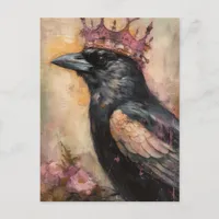 Fairytale Crow in a Pink Crown Postcard