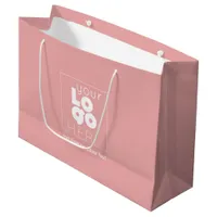 Large Custom Paper Company Logo Pink Shopping Bag