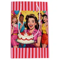 Funny Retro Pop Art Birthday Party Surprise Medium Gift Bag