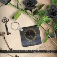 Dark Zodiac Astrology: Cancer Black Gold Name Keychain