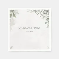 Botanical Elegant Watercolor Wedding Table Number Napkins