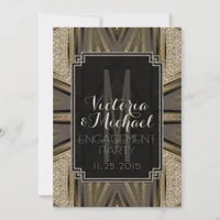 Shimmer Chic Art Deco Engagement Party Invitations