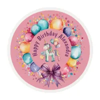 Cute Colorful Watercolor Unicorn Birthday Edible Frosting Rounds