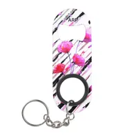 *~* Black White Flowers Floral Poppy Pattern Keychain Bottle Opener