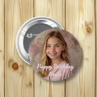 Personalized Happy Birthday Name and Photo Button