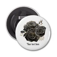 Vintage Gothic Black Roses Personalized Bottle Opener