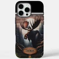 Moose Portrait With Name iPhone 16 Pro Max Case