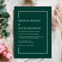 Elegant Emerald Green Modern Wedding Invitation 