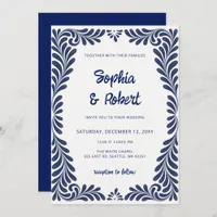 Mexican Blue Talavera Tiles Wedding Invitation