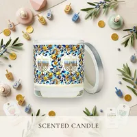 Festive Blue Gold Menorah Hanukkah Scented Candle