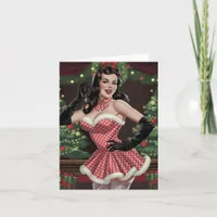 Sexy Retro Pinup Lady Christmas Card