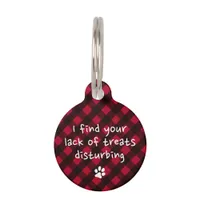 Funny Dog Puppy Personalized Red Black Plaid  Pet ID Tag
