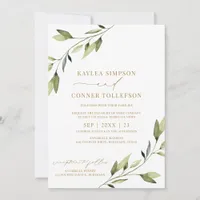 Wedding Ethereal Fairytale Greenery Gold Vines Invitation