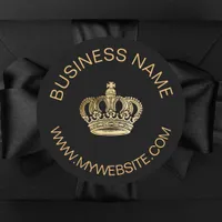 Black gold crown name website business classic round sticker